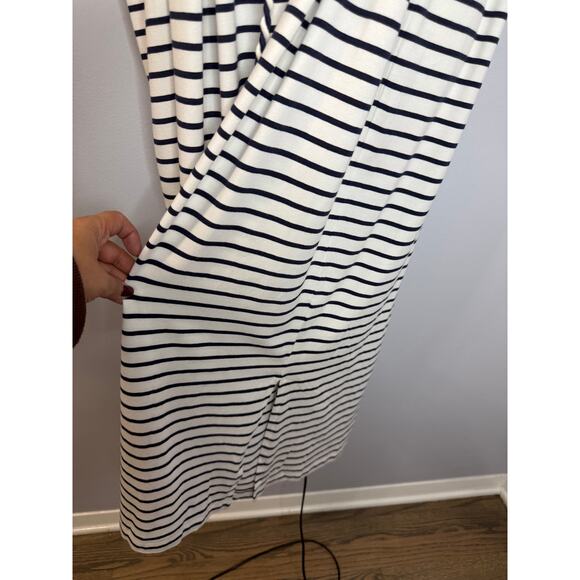 Coolibar Coral Way Sleeveless Midi Dress White/Navy Stripe Beach Vacation Sz L - Picture 10 of 15